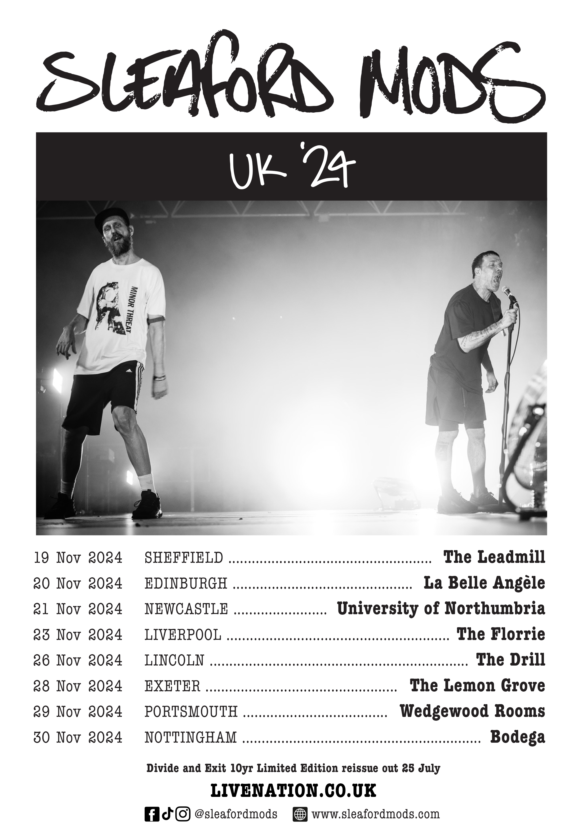 Sleaford Mods Tour Poster, partners with Twickets